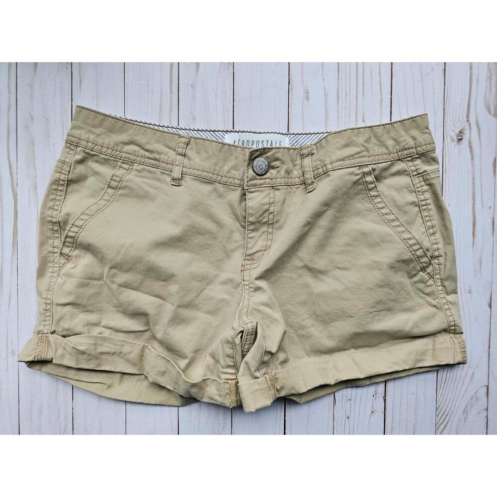Y2K Aeropostale Khaki Cuffed Shorts Size 10 | Preppy Coastal